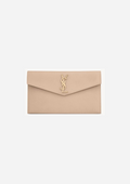 SAINT LAURENT UPTOWN POUCH IN GRAINED GRAIN DE POUDRE LEATHER DARK BEIGE