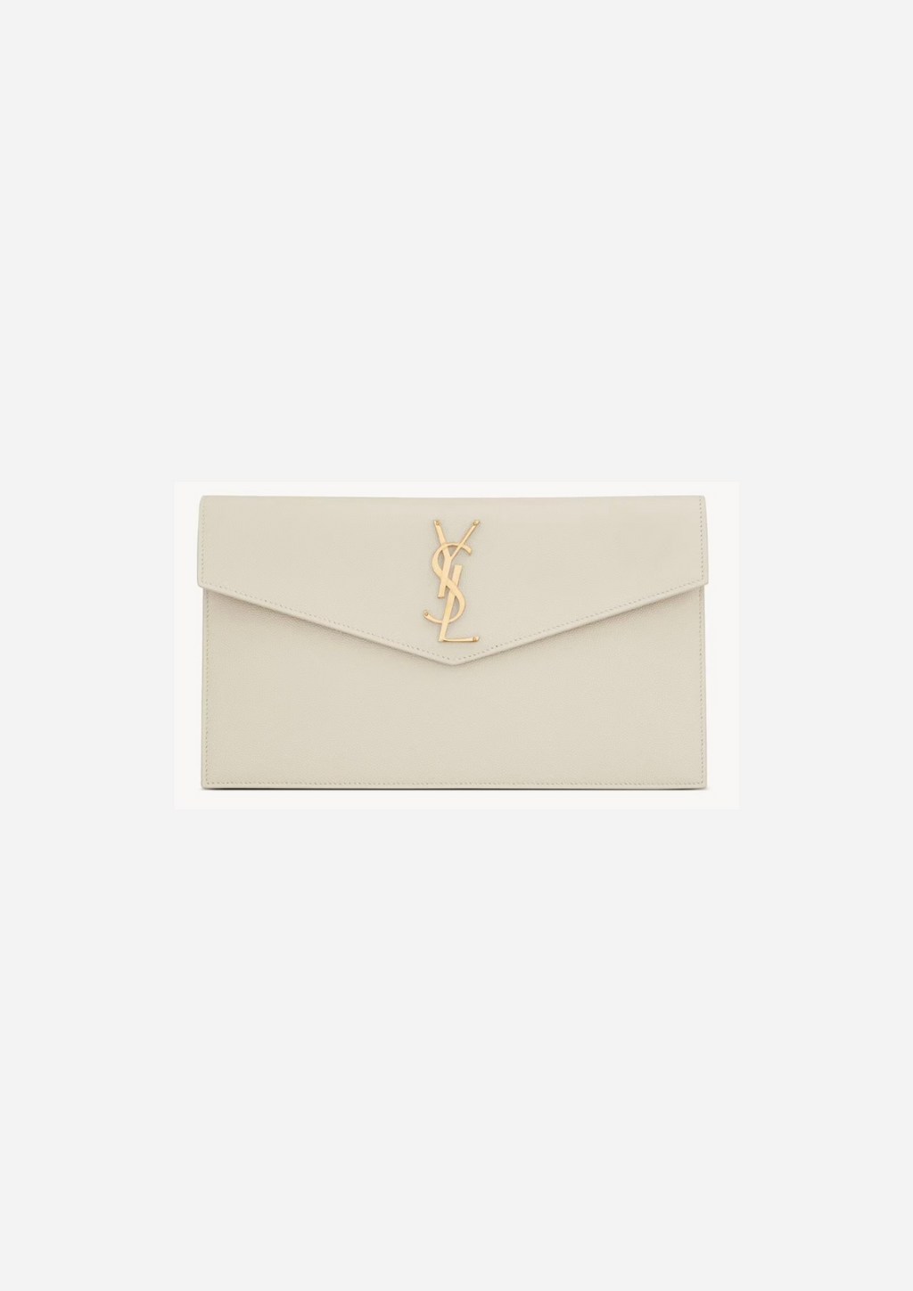SAINT LAURENT UPTOWN POUCH IN GRAINED GRAIN DE POUDRE LEATHER VINTAGE WHITE