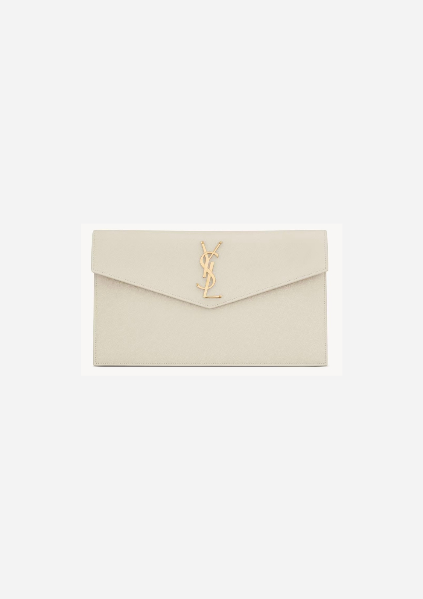 SAINT LAURENT POCHETTE UPTOWN IN PELLE GOFFRATA GRAIN DE POUDRE BLANC VINTAGE