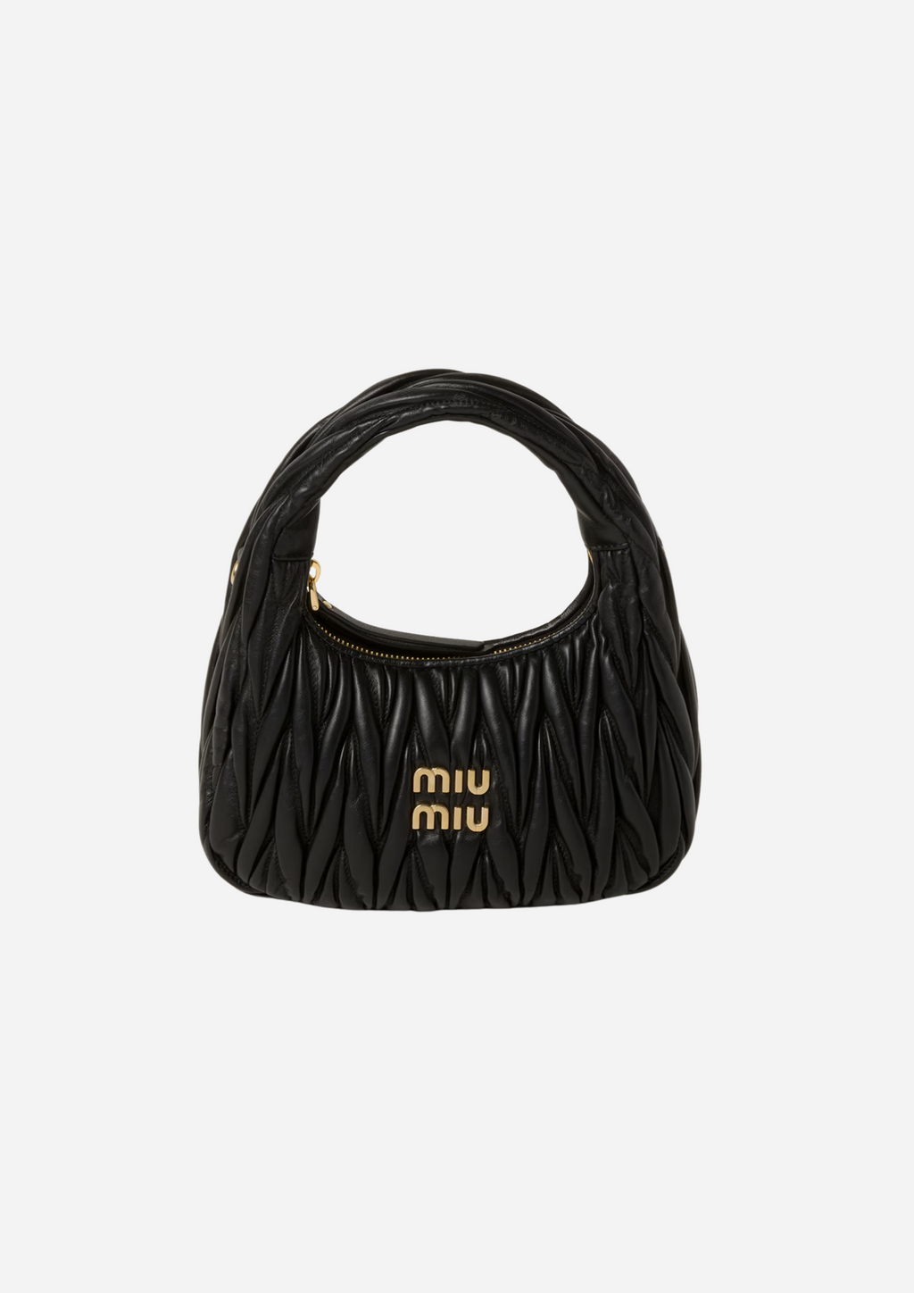 MIU MIU HOBO WANDER SMALL NAPPA QUILTED BLACK