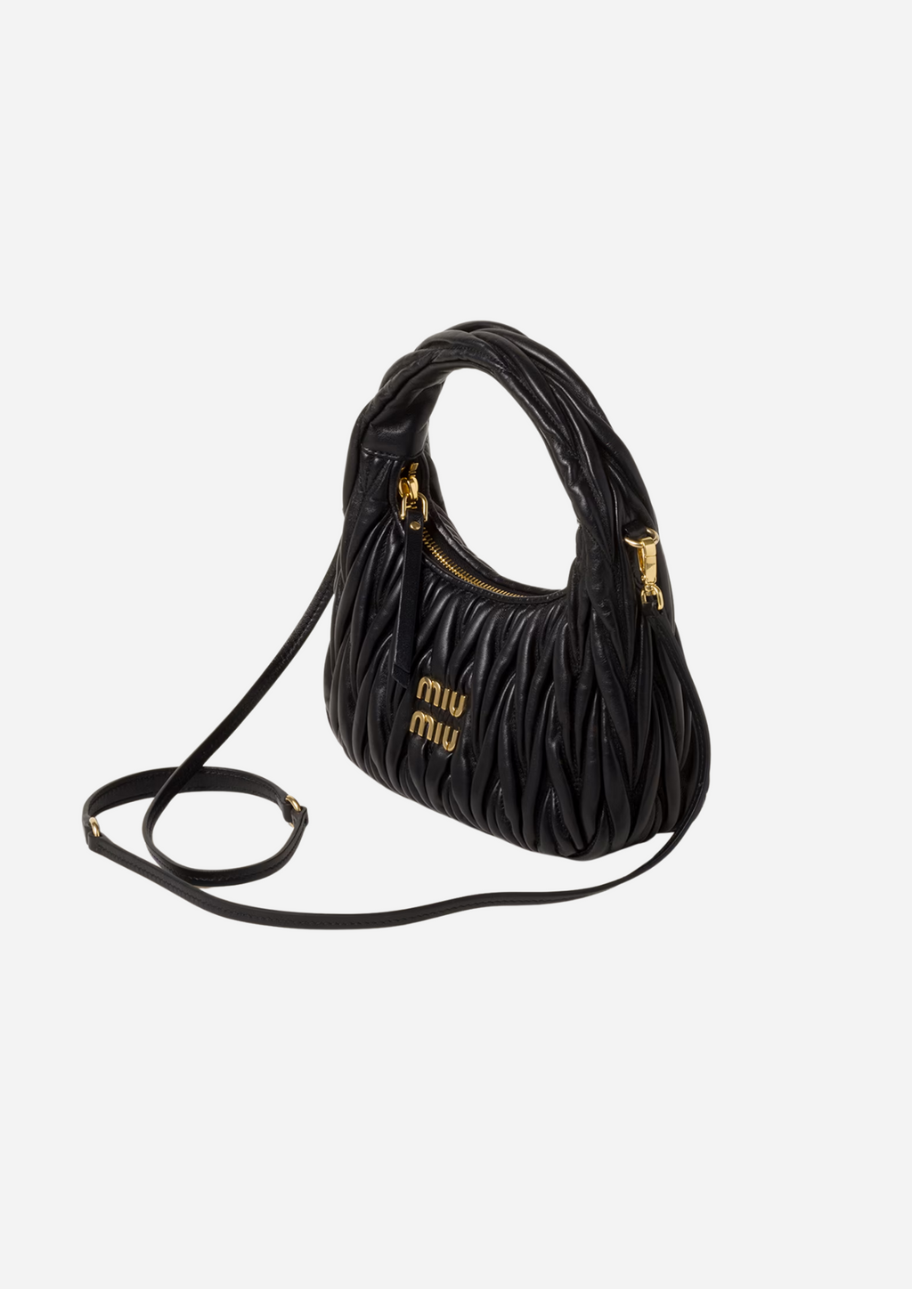 MIU MIU HOBO WANDER SMALL NAPPA QUILTED BLACK