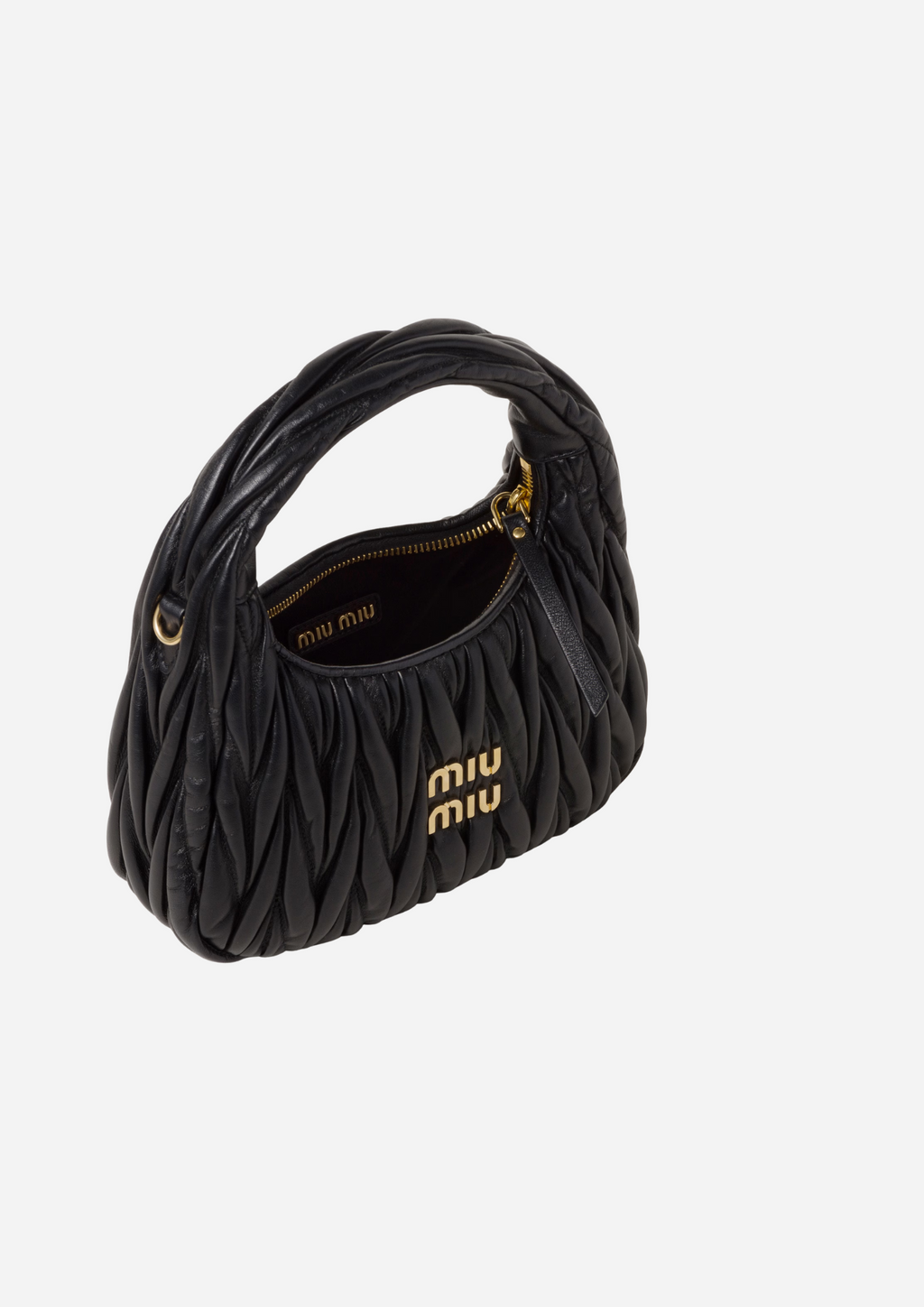 MIU MIU HOBO WANDER SMALL NAPPA QUILTED BLACK