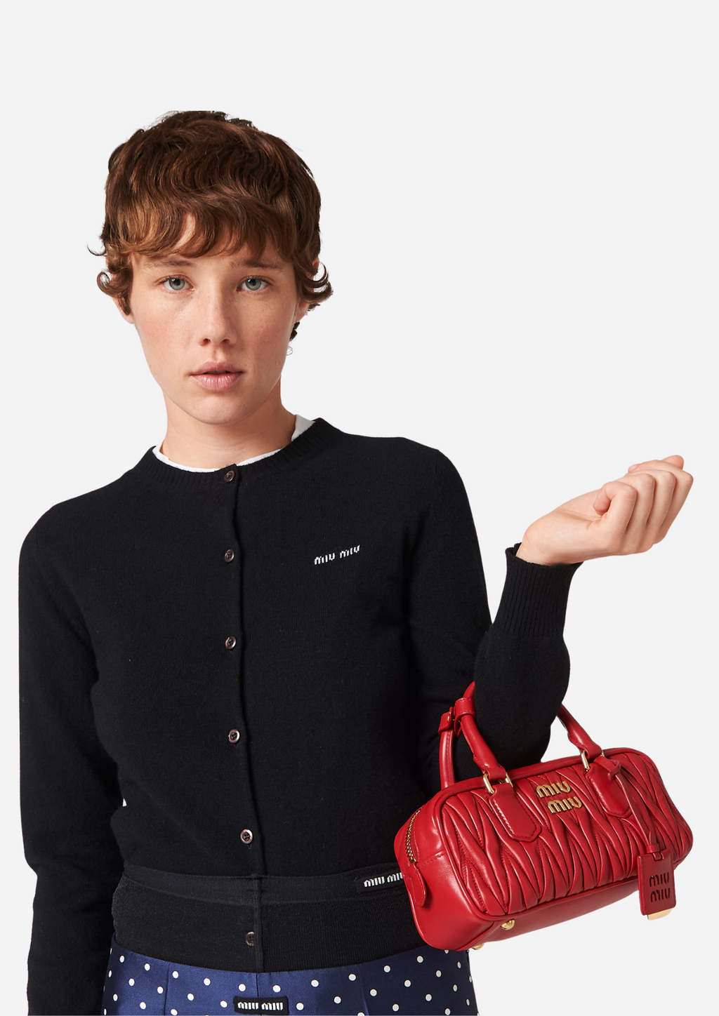 MIU MIU BORSA ARCADIE AUS NAPPA MATELASSÉ REGULAR ROT