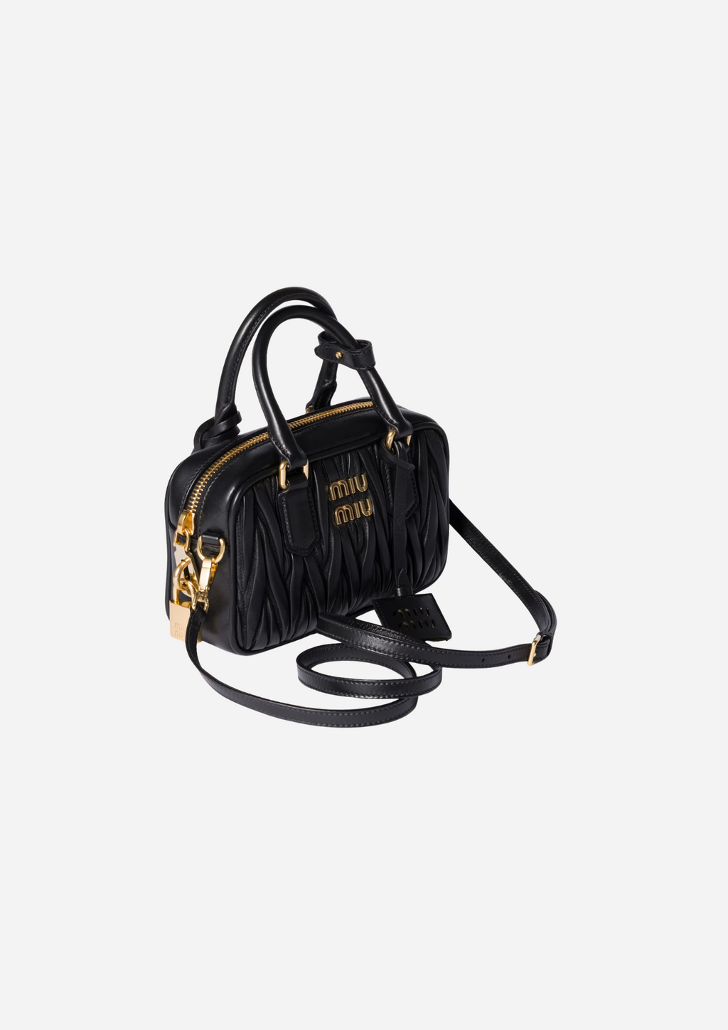 MIU MIU BORSA ARCADIE AUS NAPPA MATELASSÉ KLEIN SCHWARZ