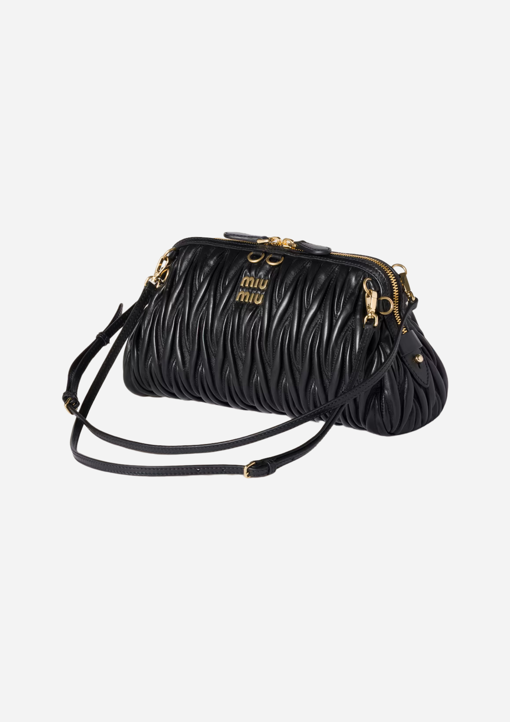 MIU MIU POCHETTE AUS NAPPA MATELASSÉ SCHWARZ