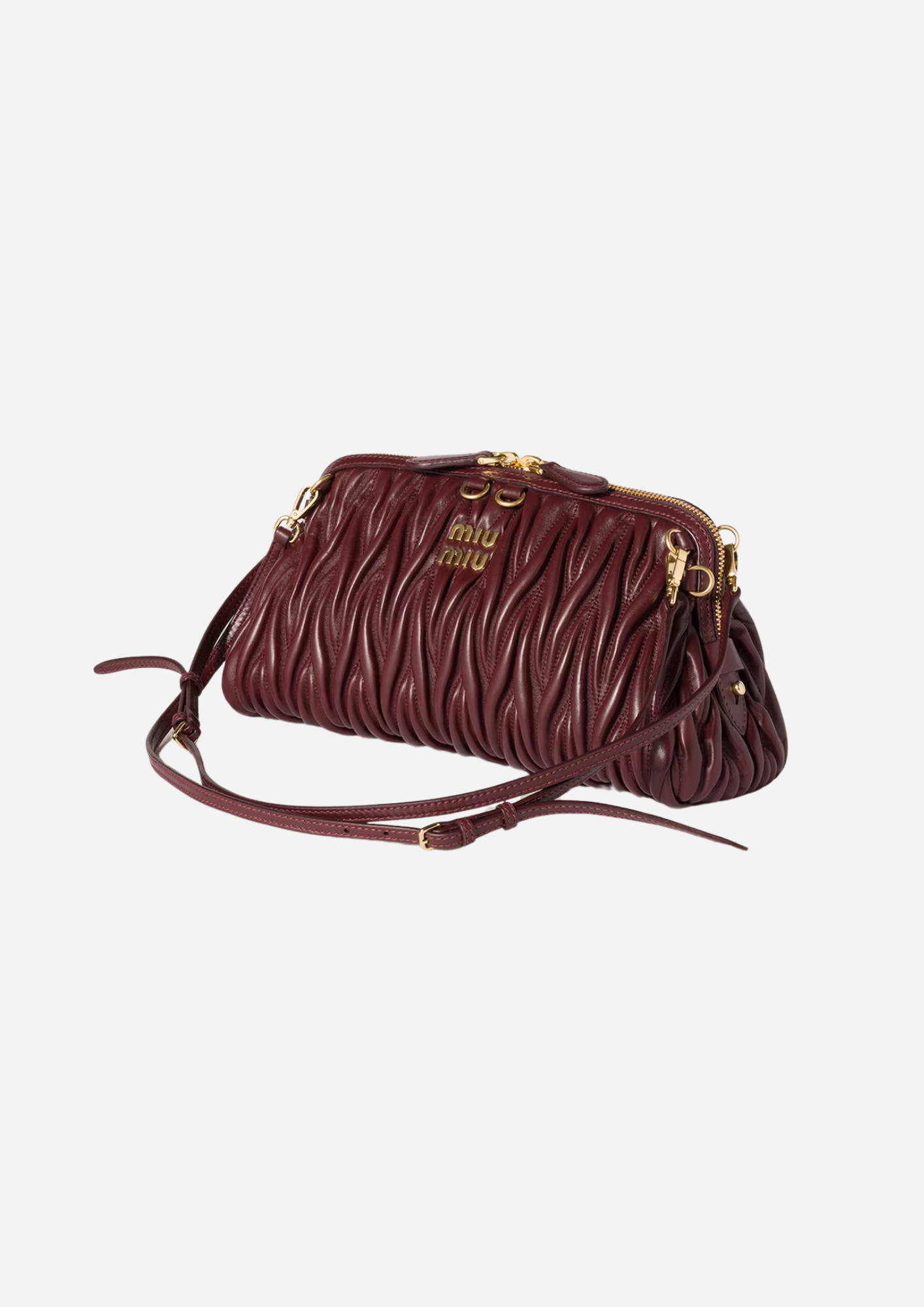 MIU MIU POCHETTE AUS NAPPA MATELASSÉ BORDEAUX