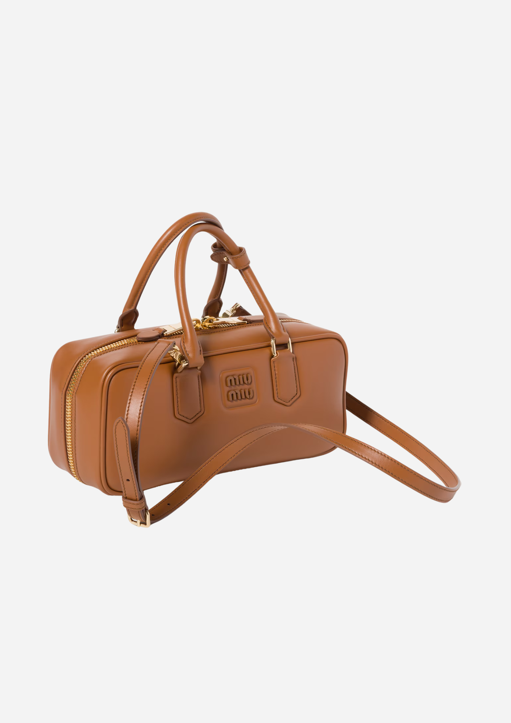 MIU MIU BORSA ARCADIE GRANDE EN CUIR COGNAC