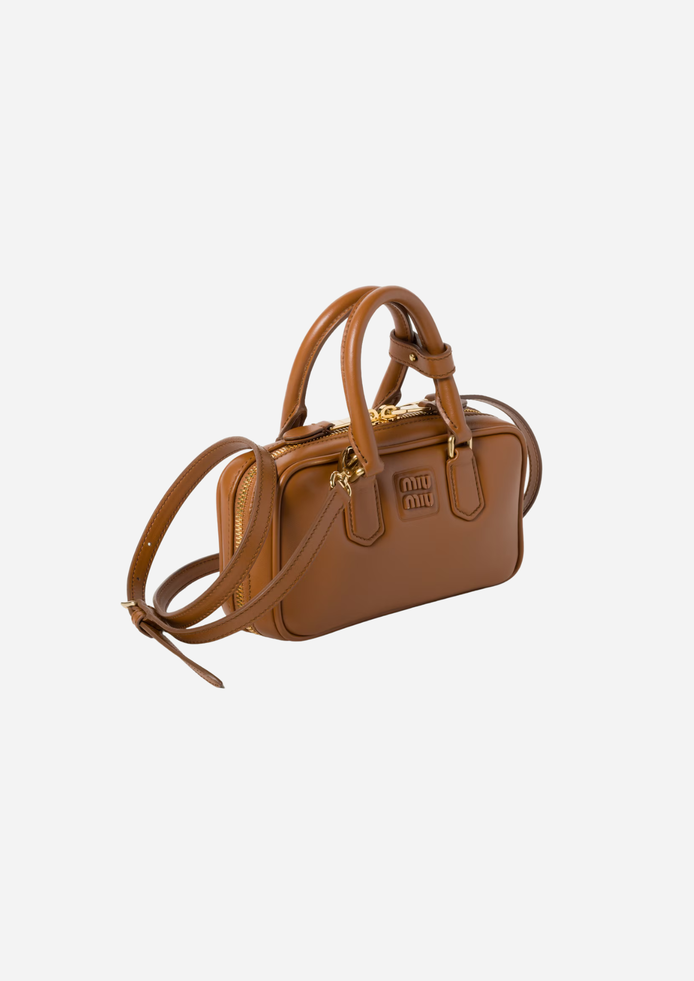 MIU MIU ARCADIE MINI BAG IN COGNAC LEATHER