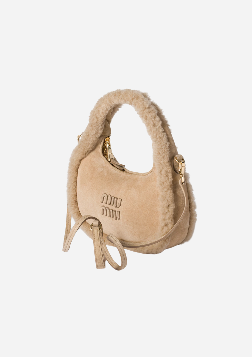 MIU MIU HOBO WANDER AUS SANDFARBENEM LAMMFELL