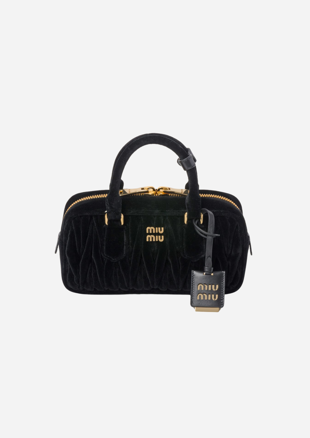 MIU MIU ARCADIE TASCHE AUS SCHWARZEM MATELASSÉ SAMT