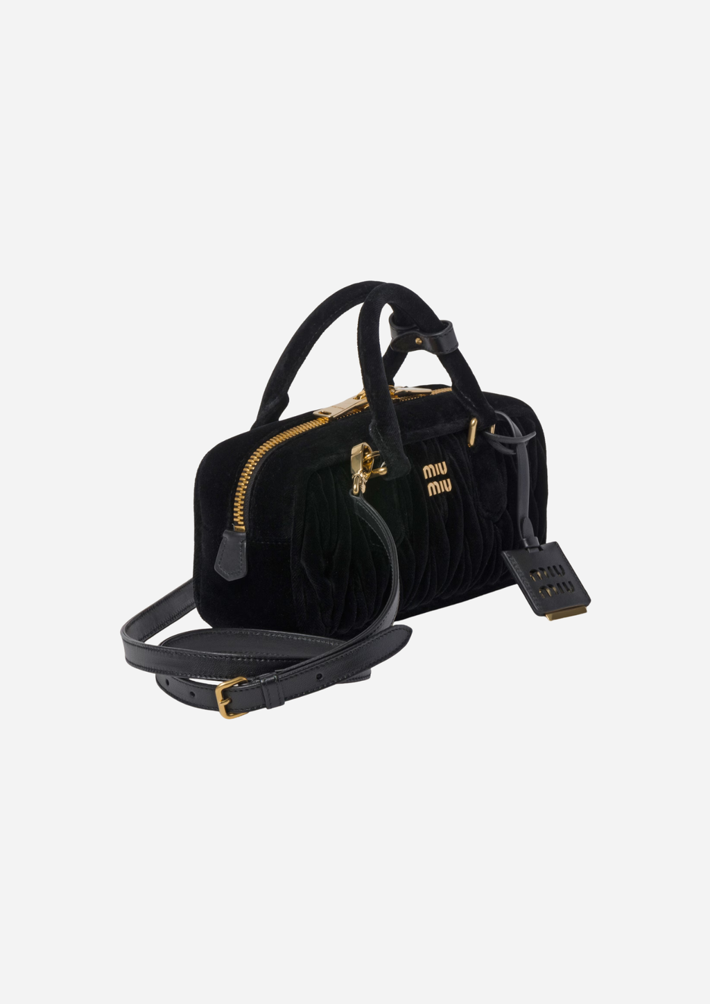 MIU MIU ARCADIE TASCHE AUS SCHWARZEM MATELASSÉ SAMT