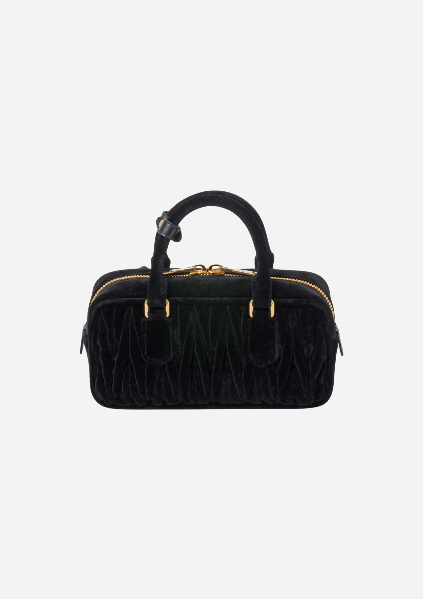 MIU MIU ARCADIE TASCHE AUS SCHWARZEM MATELASSÉ SAMT