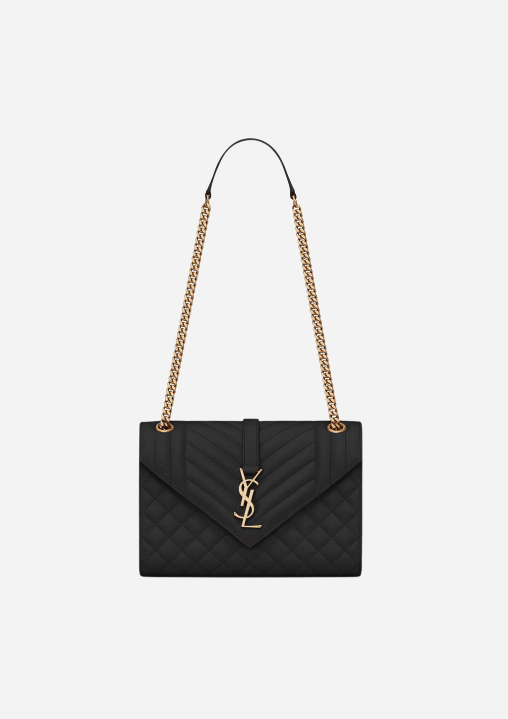 SAINT LAURENT MEDIUM ENVELOPE BAG IN GRAIN DE POUDRE QUILTED LEATHER