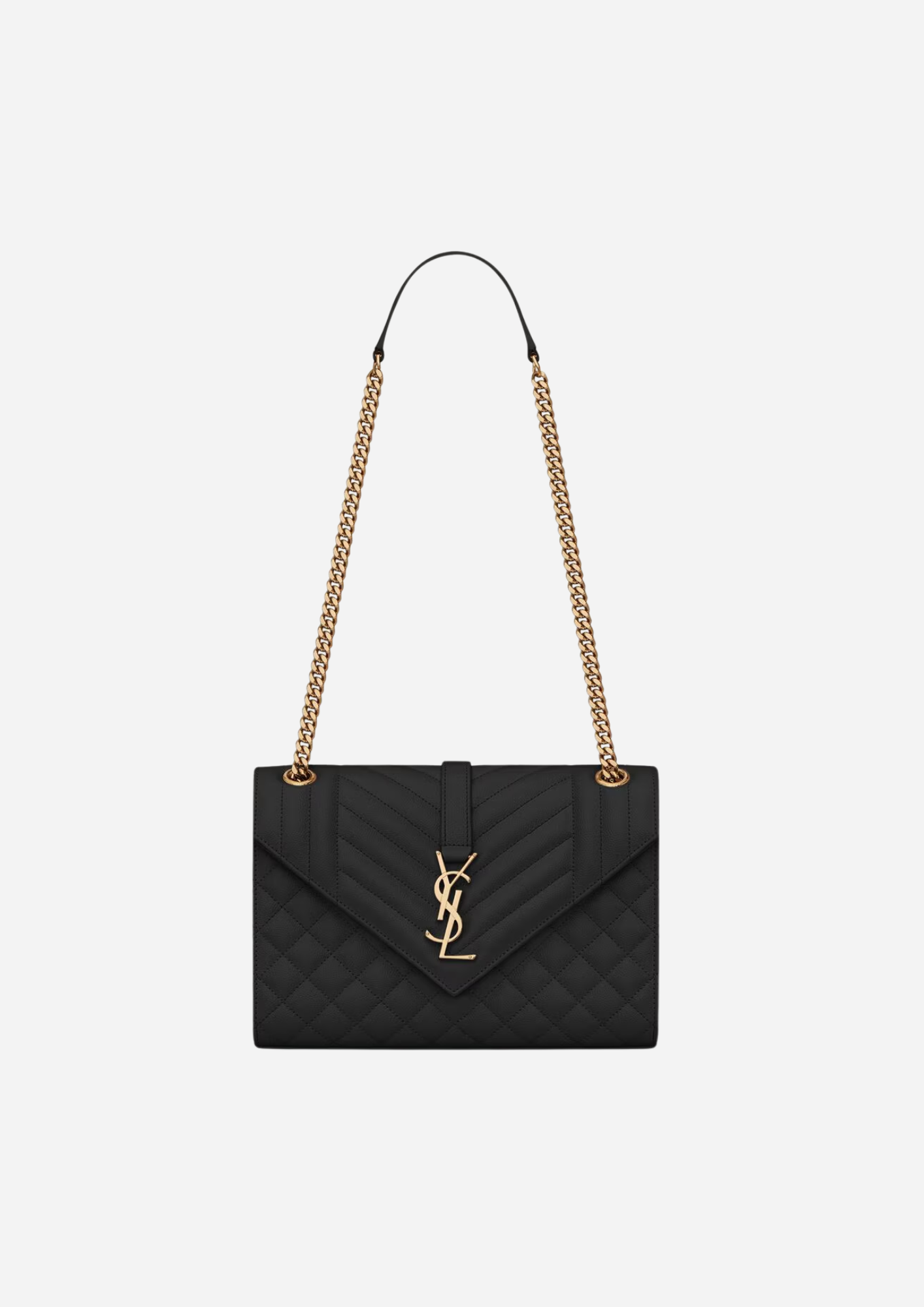 SAINT LAURENT MEDIUM ENVELOPE BAG IN GRAIN DE POUDRE QUILTED LEATHER