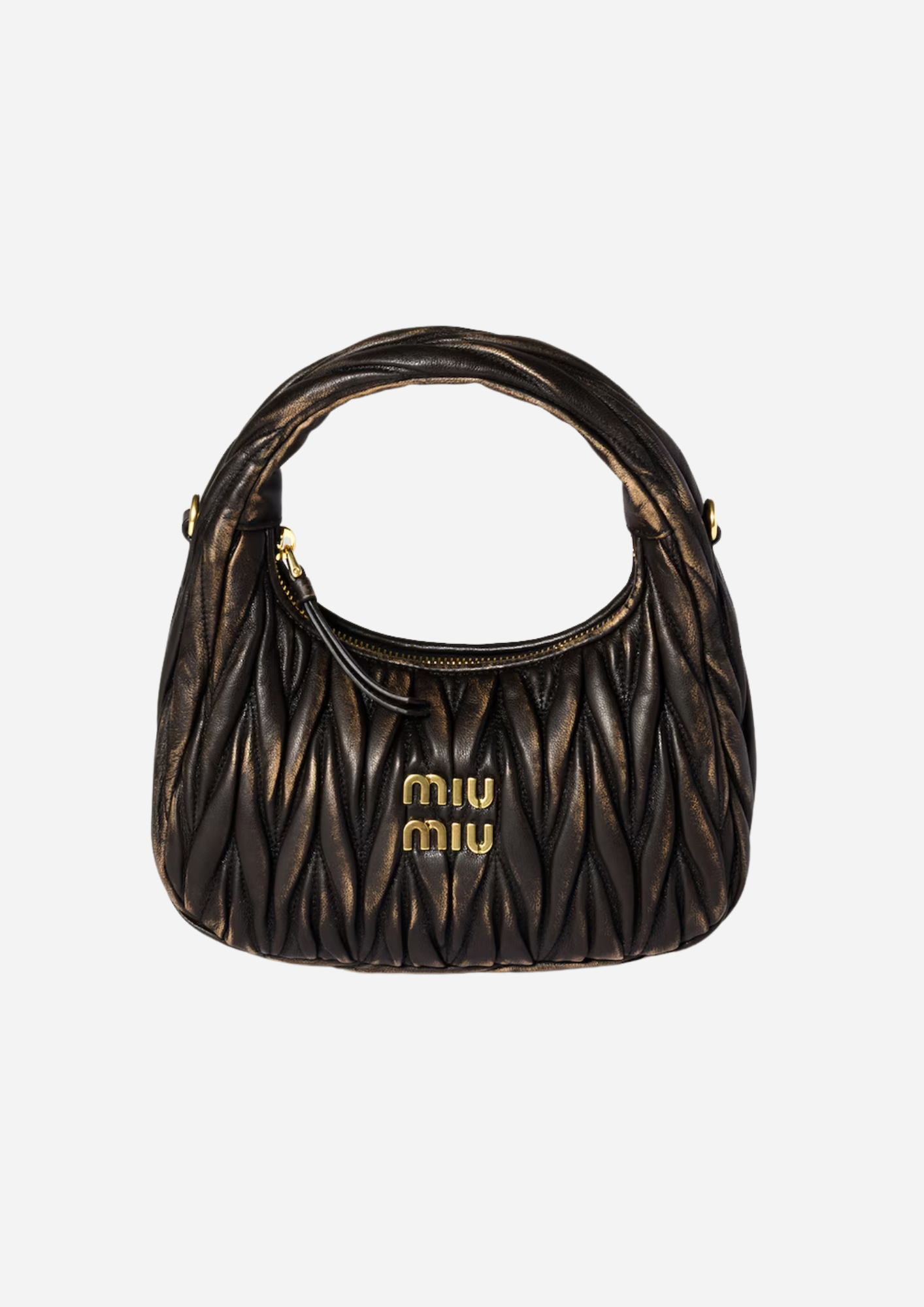 MIU MIU HOBO WANDER KLEIN AUS MATELASSÉ NAPPA IN KAFFEE