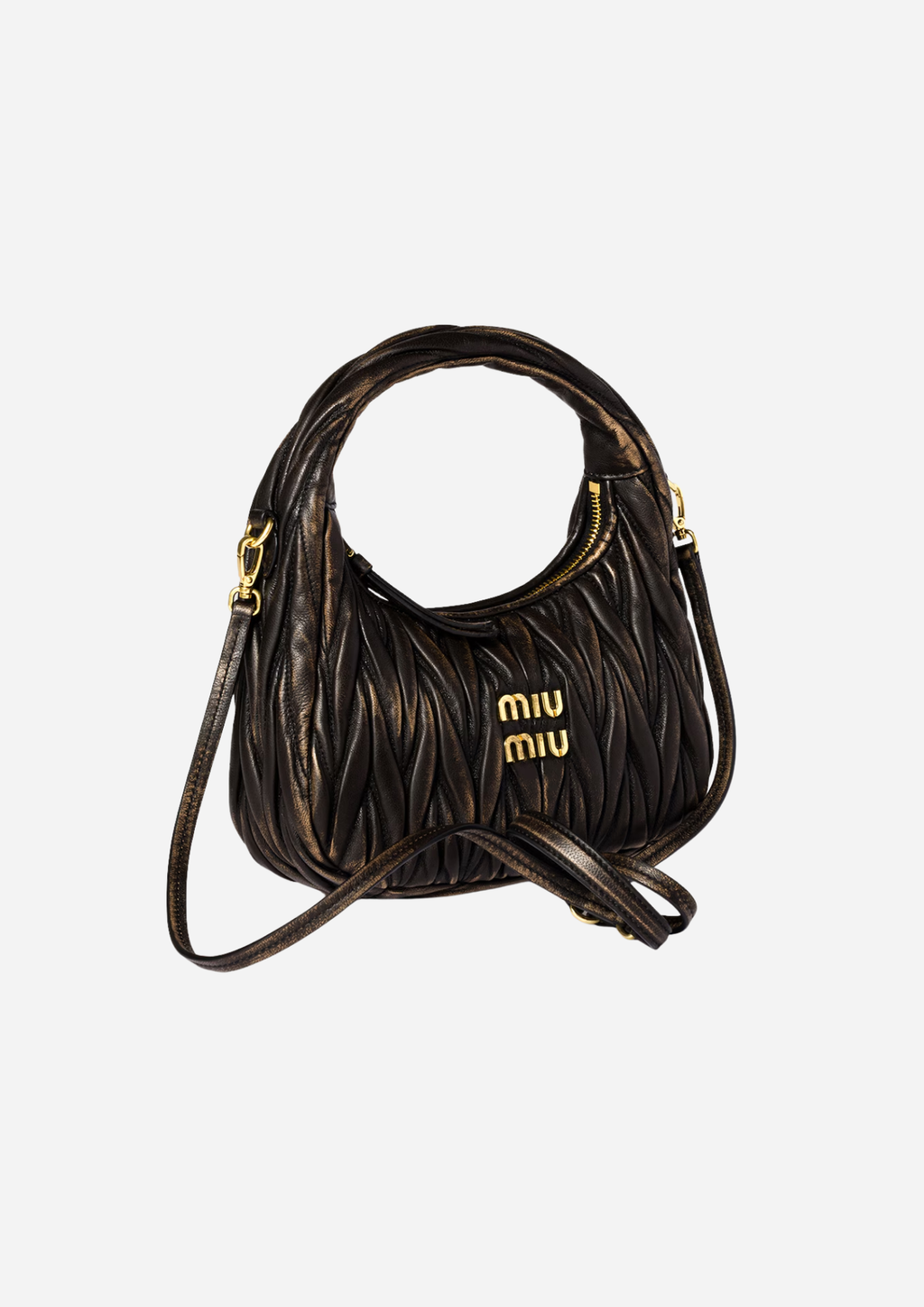 MIU MIU HOBO WANDER KLEIN AUS MATELASSÉ NAPPA IN KAFFEE