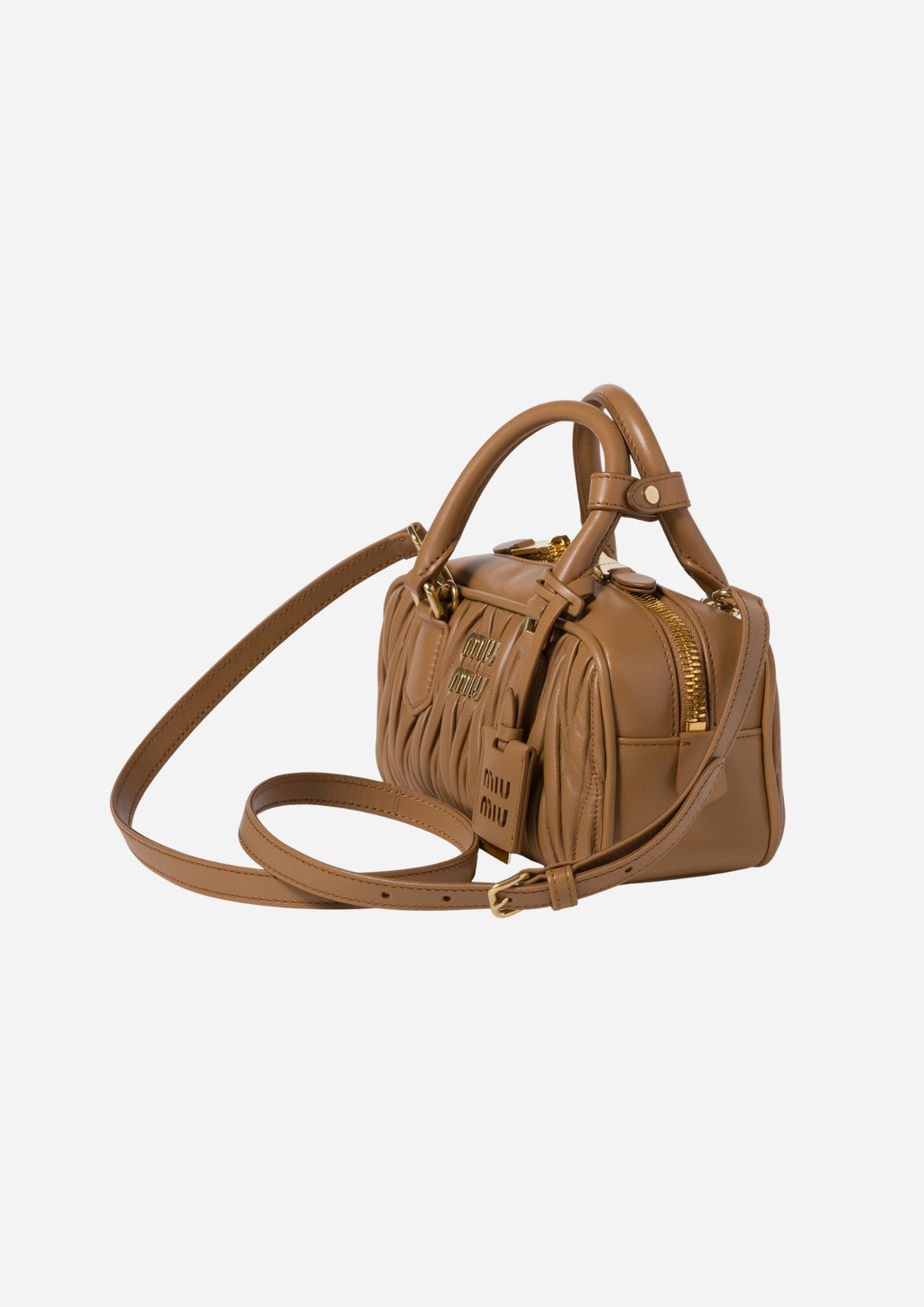 MIU MIU BORSA ARCADIE IN NAPPA MATELASSÉ REGULAR CARAMEL