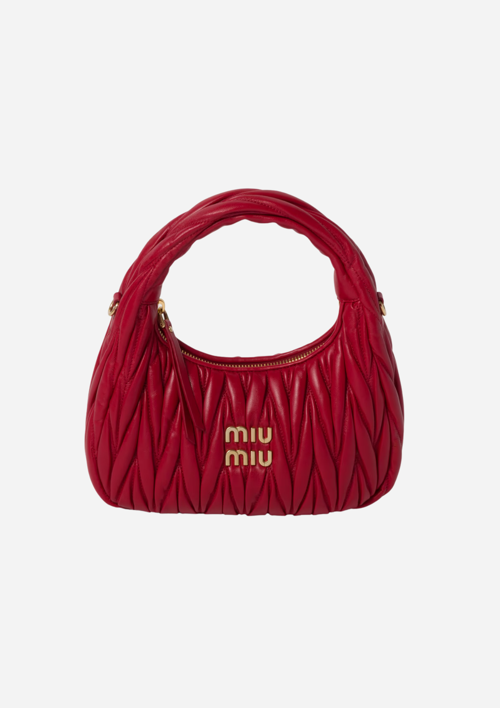 MIU MIU HOBO WANDER KLEINE TASCHE AUS MATELASSÉ NAPPA IN ROT
