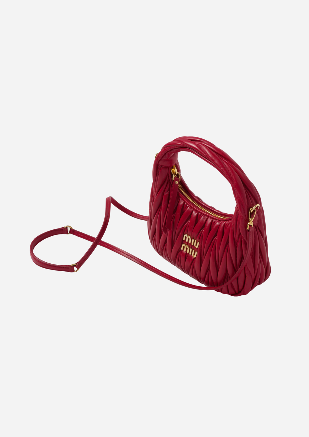 MIU MIU HOBO WANDER KLEINE TASCHE AUS MATELASSÉ NAPPA IN ROT