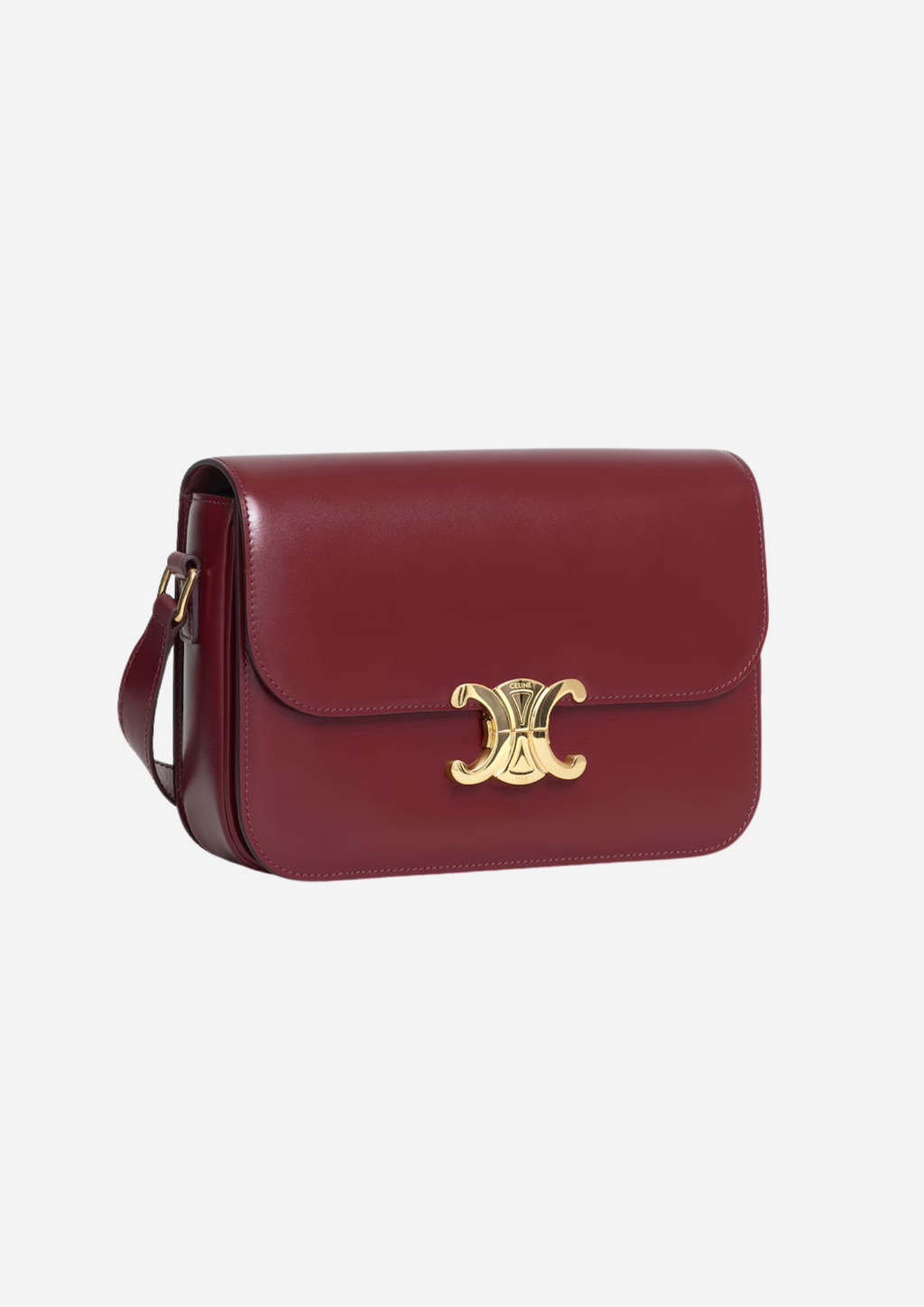 CELINE KLASSISCHE TRIOMPHE TASCHE AUS GLÄNZENDEM KALBSLEDER BORDEAUX