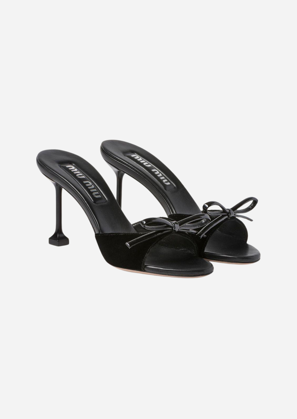 MIU MIU SAMT MULES MIT ABSATZ 85 SCHWARZ