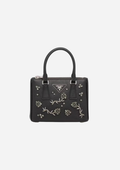 PRADA GALLERIA MINI SAFFIANO BAG IN BLACK WITH CRYSTALS