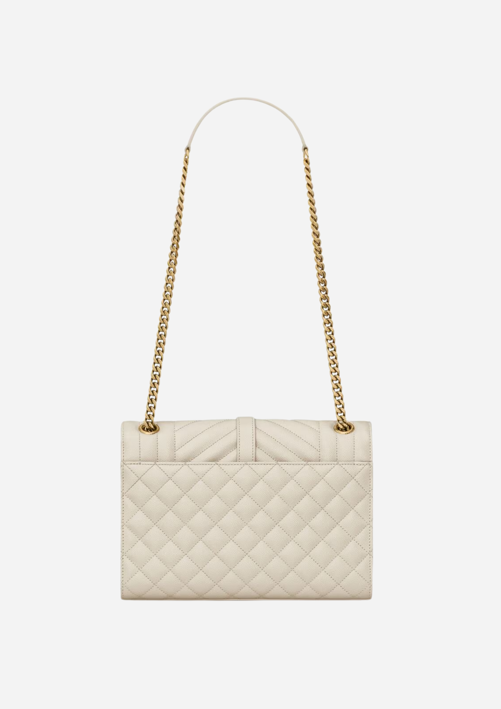 SAINT LAURENT ENVELOPE MITTLERE TASCHE AUS GESTEPPTEM, WEISSEM GRAIN DE POUDRE LEDER