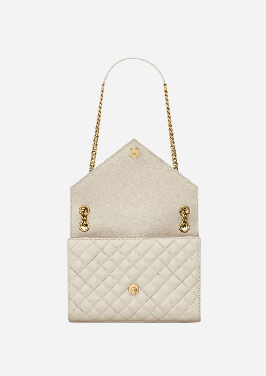 SAINT LAURENT ENVELOPE MITTLERE TASCHE AUS GESTEPPTEM, WEISSEM GRAIN DE POUDRE LEDER