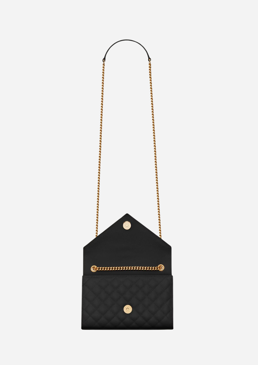 SAINT LAURENT ENVELOPE SMALL BAG IN BLACK GRAIN DE POUDRE QUILTED LEATHER
