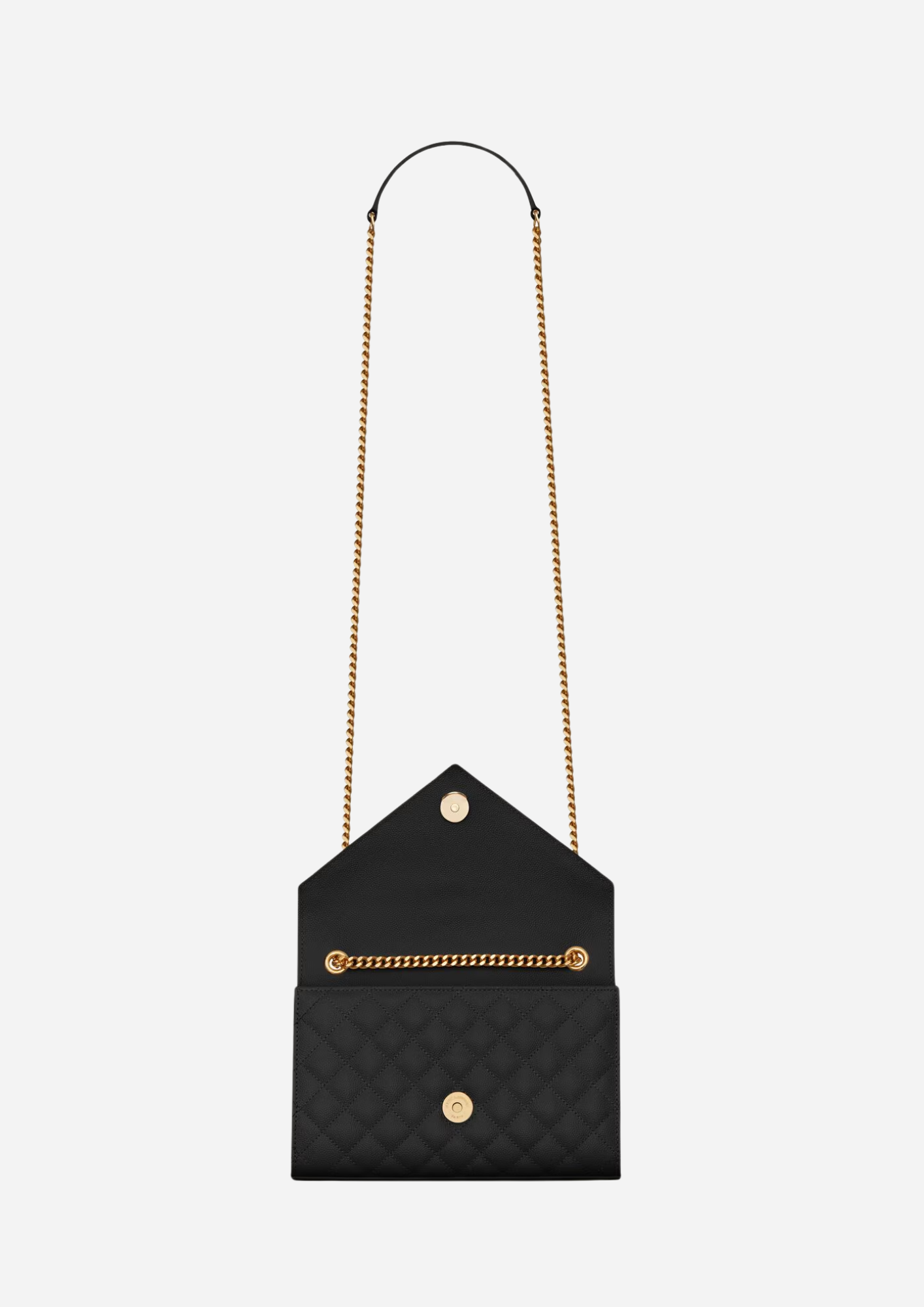 SAINT LAURENT ENVELOPE SMALL BAG IN BLACK GRAIN DE POUDRE QUILTED LEATHER