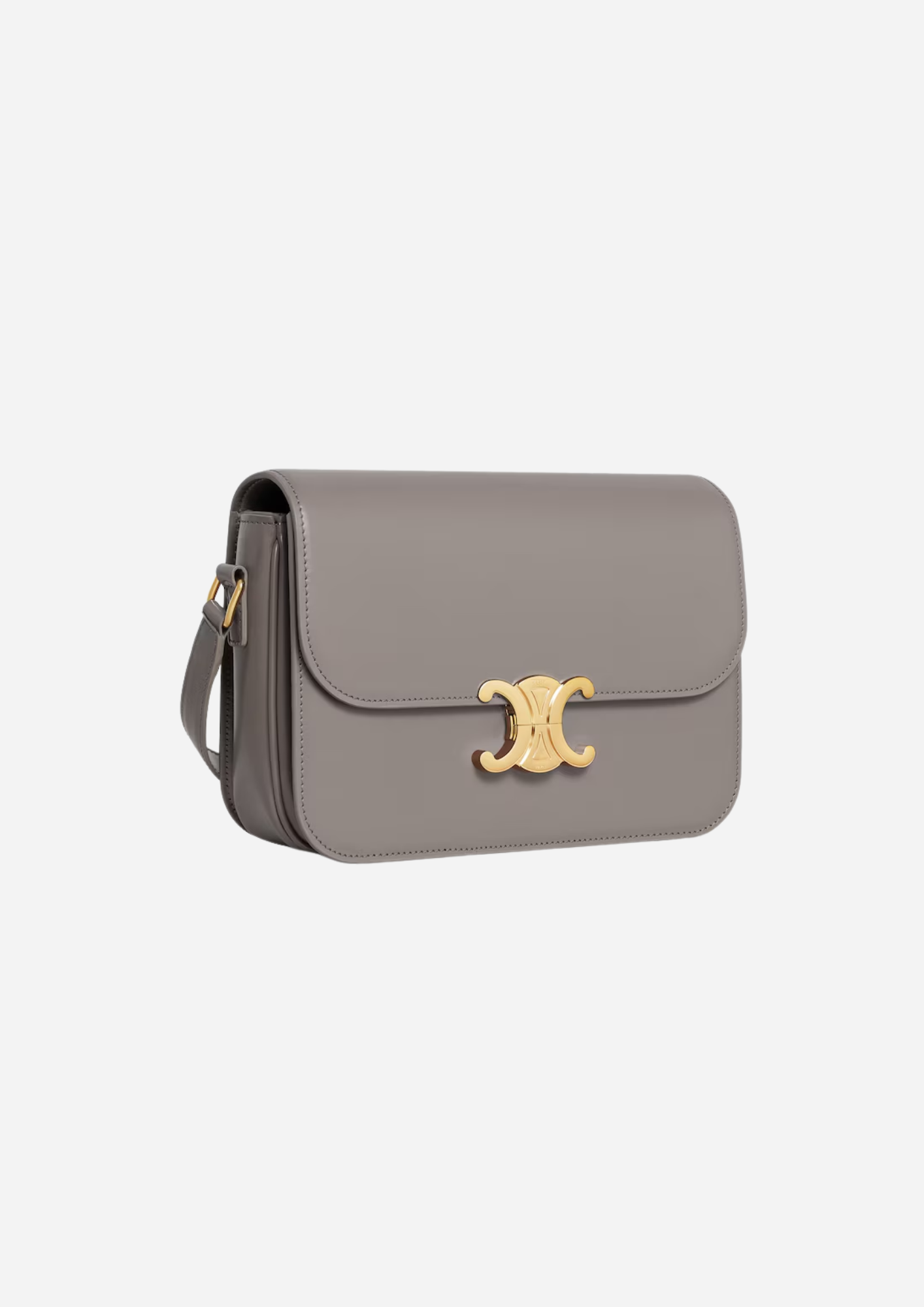 CELINE BORSA TRIOMPHE CLASSIQUE IN PELLE DI VITELLO LUCIDA GRIGIO