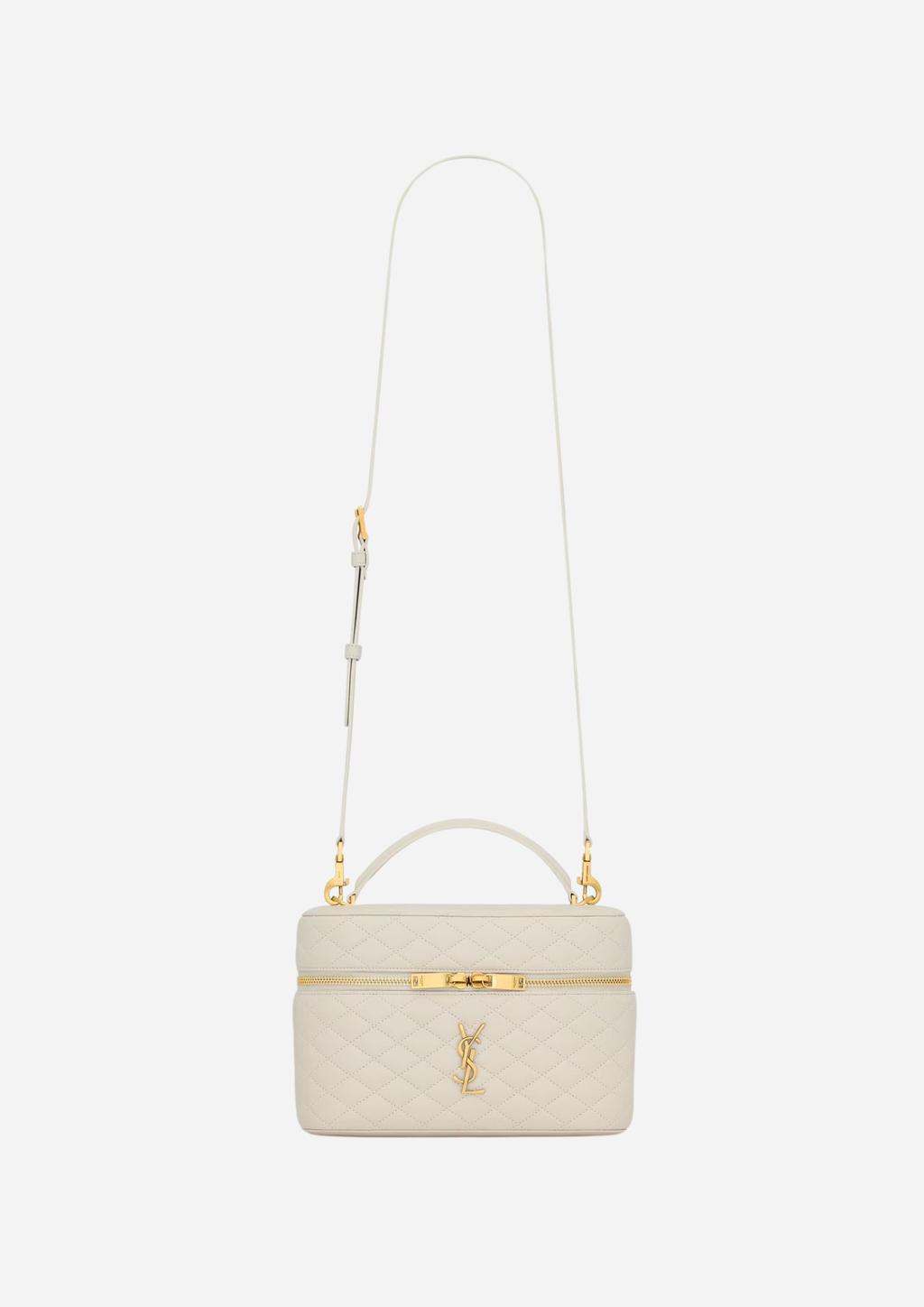 Saint Laurent Borsa Gaby Vanity Large in Pelle di Agnello Bianca