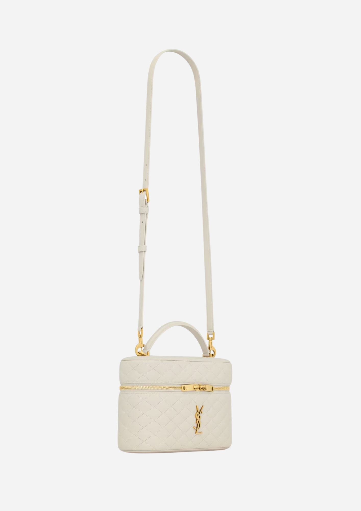 Saint Laurent Borsa Gaby Vanity Large in Pelle di Agnello Bianca