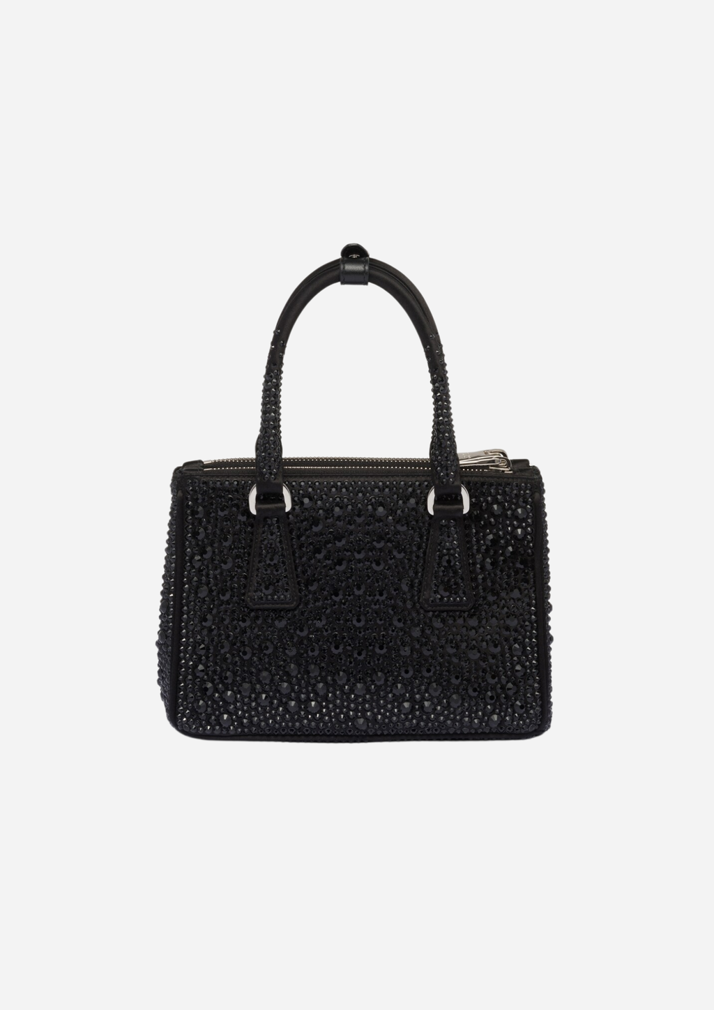 Prada Borsa Galleria Mini in Raso con Cristalli Neri