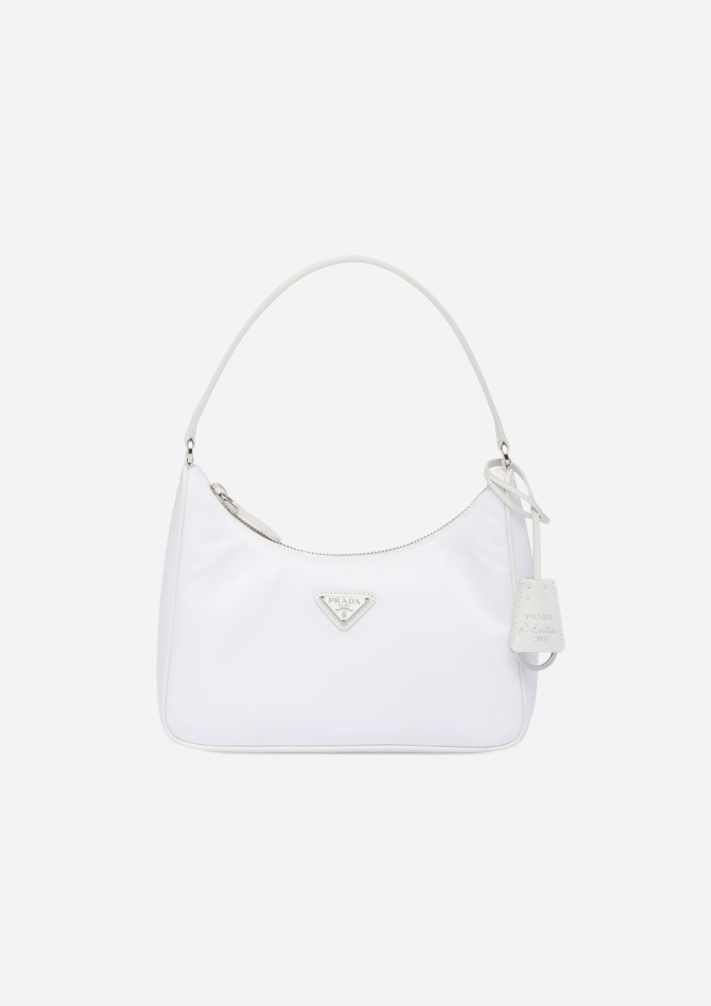 Prada Borsa Mini Re-Edition 2005 in Re-Nylon e Saffiano Bianca