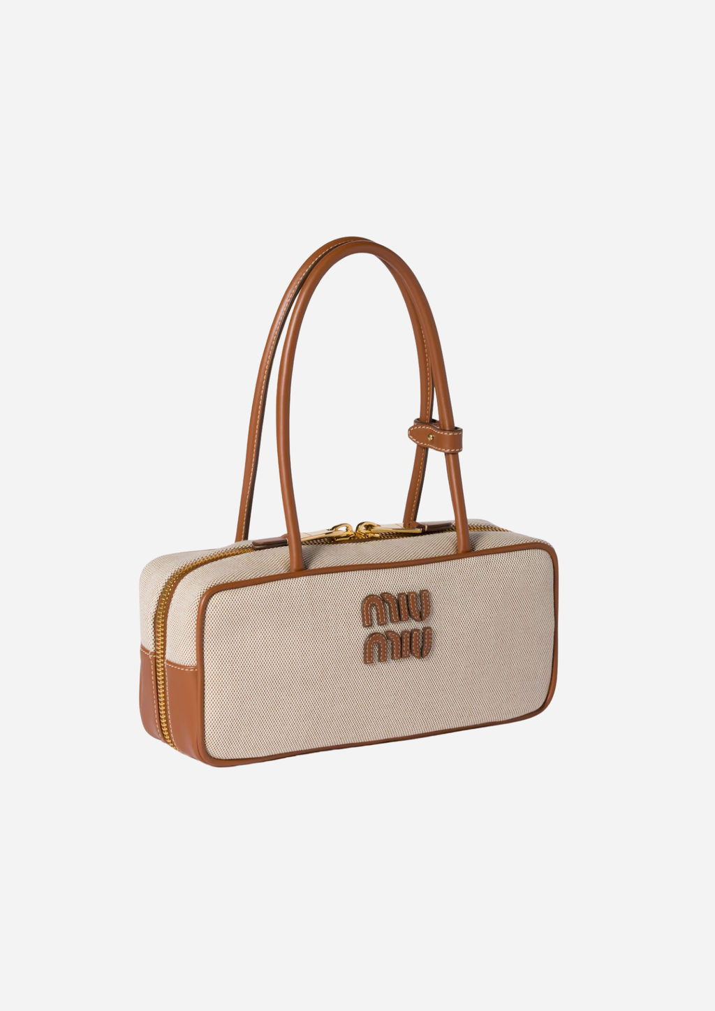Miu Miu Borsa Beau Small in Canvas e Pelle Beige