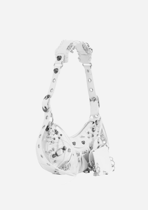 Balenciaga Le Cagole Bianca in Pelle Arena con Borchie e Specchietto