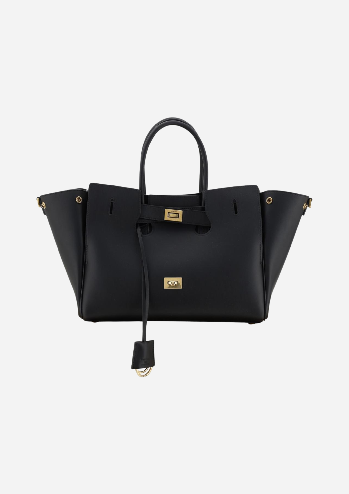 Balenciaga Bel Air Nera in Pelle di Vitello con Dettagli Dorati