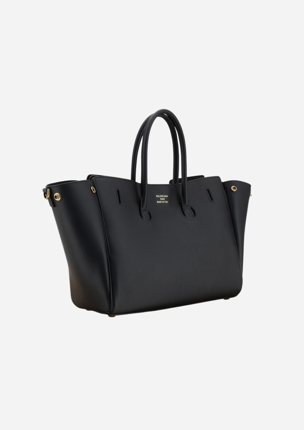 Balenciaga Bel Air Nera in Pelle di Vitello con Dettagli Dorati