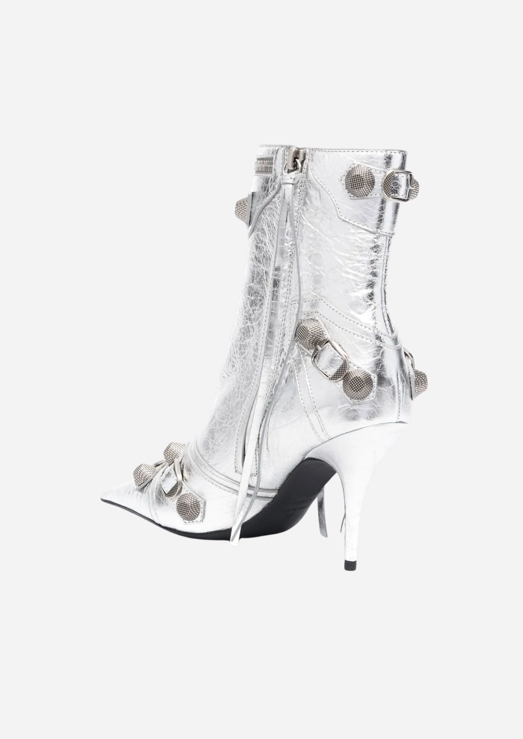 Balenciaga Stivaletti Cagole Metallizzati Argento 90 mm in Pelle