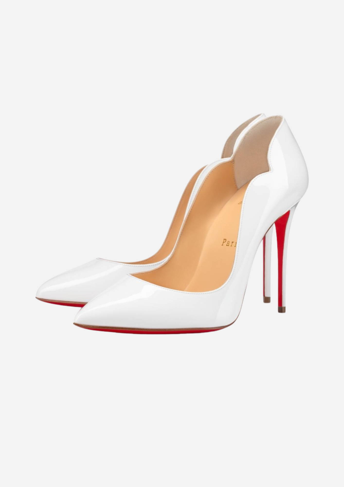 Christian Louboutin Hot Chick Décolleté 100 mm in Pelle Verniciata Bianca