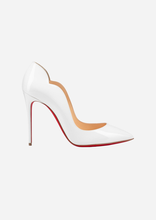 Christian Louboutin Hot Chick Décolleté 100 mm in Pelle Verniciata Bianca