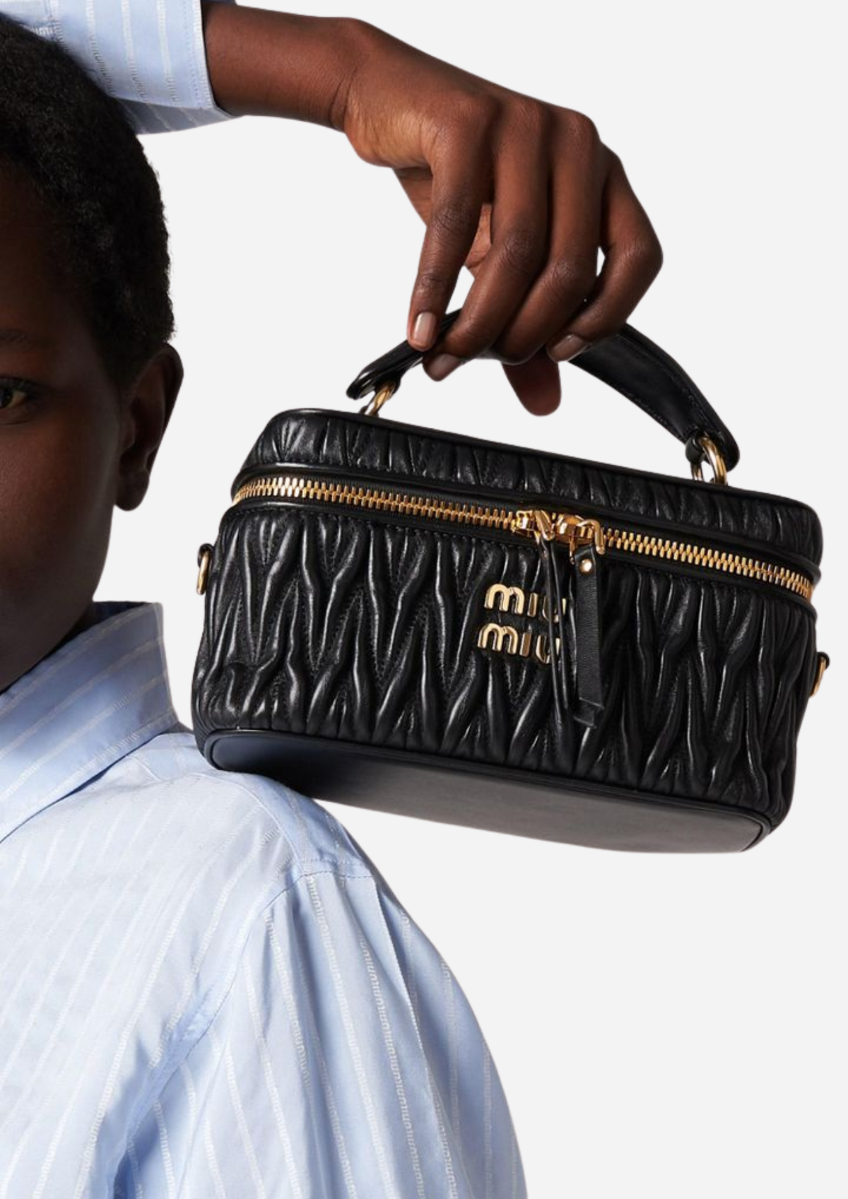 Miu Miu Vanity Bag Nera in Nappa Matelassé, vista posteriore