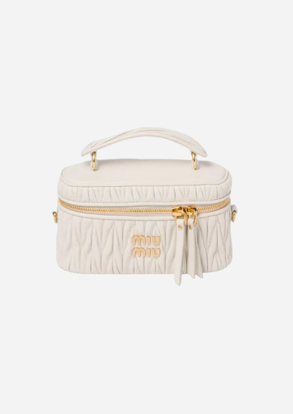 Miu Miu Vanity Bag Bianca in Nappa Matelassé, vista frontale