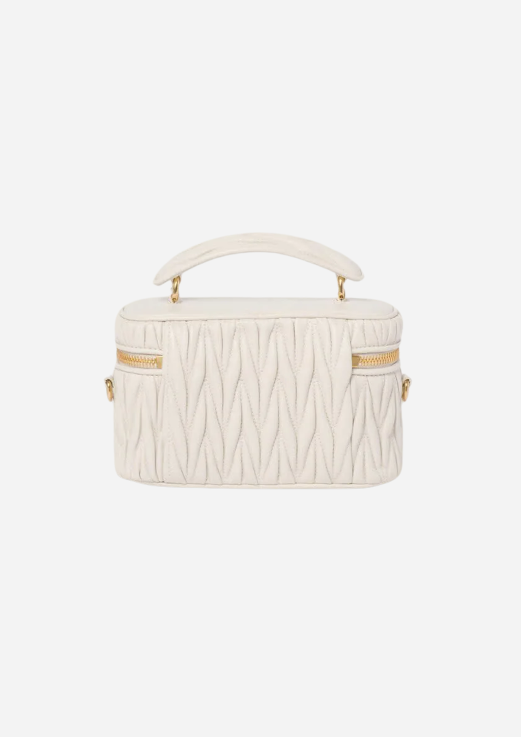 Miu Miu Vanity Bag Bianca in Nappa Matelassé, indossata