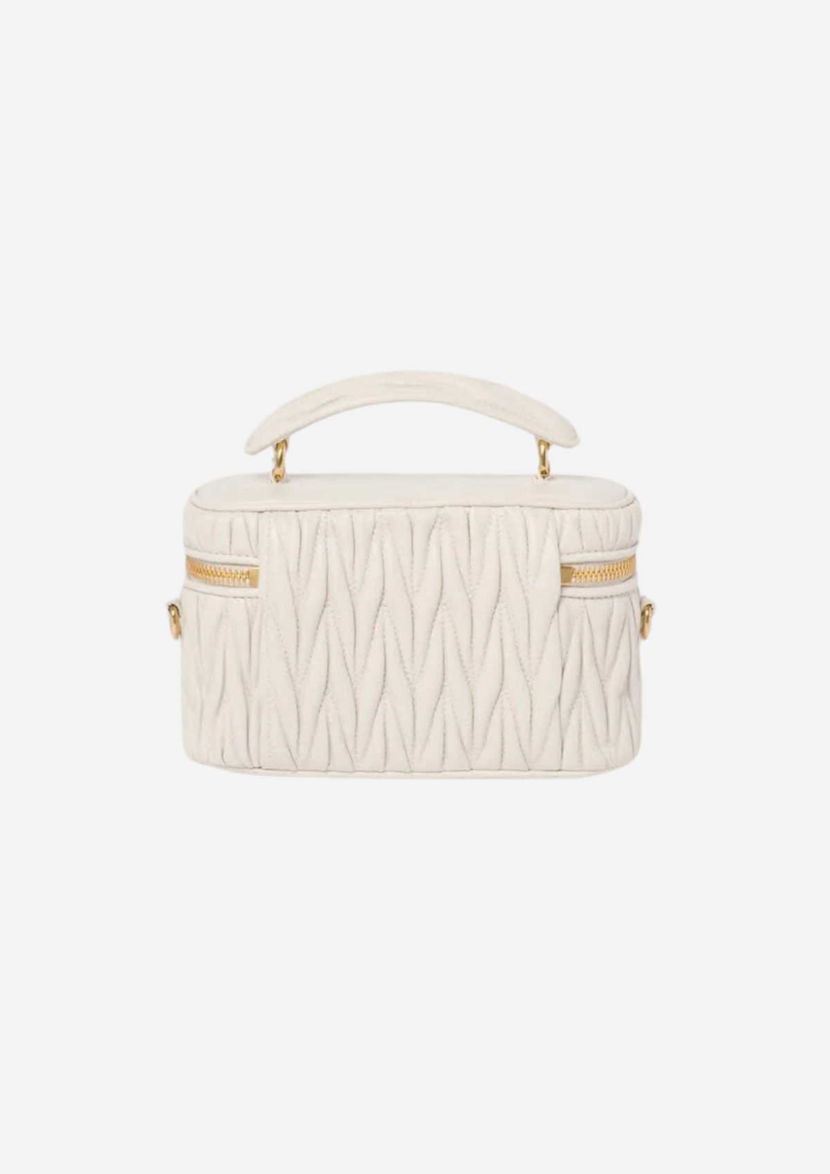 Miu Miu Vanity Bag Bianca in Nappa Matelassé, indossata