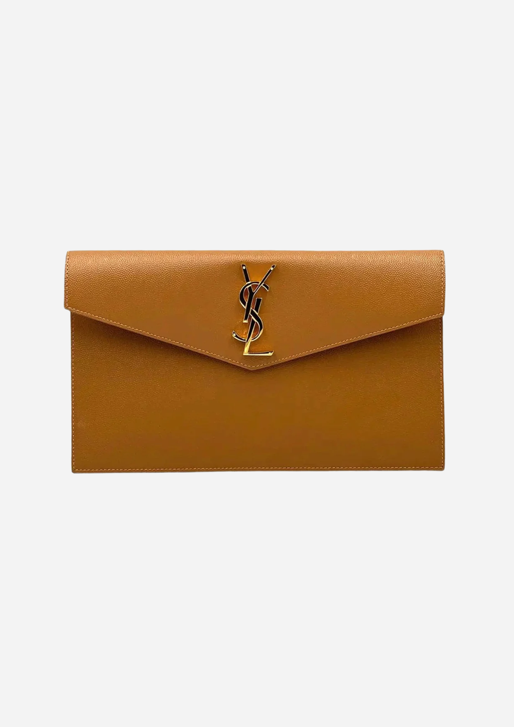 Saint Laurent Pochette Uptown Marrone in Pelle di Vitello, vista frontale