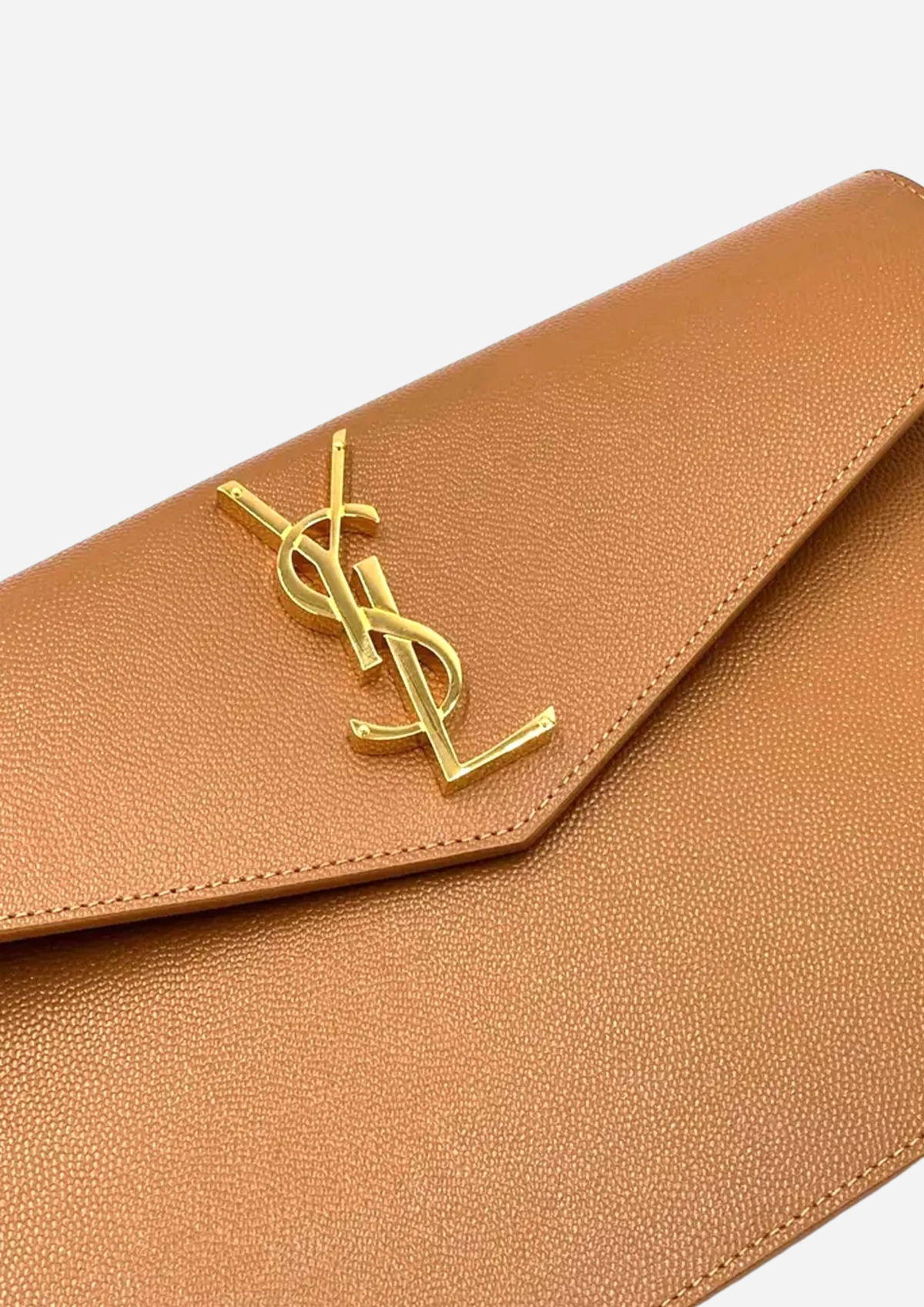 Saint Laurent Pochette Uptown Marrone in Pelle di Vitello, vista posteriore