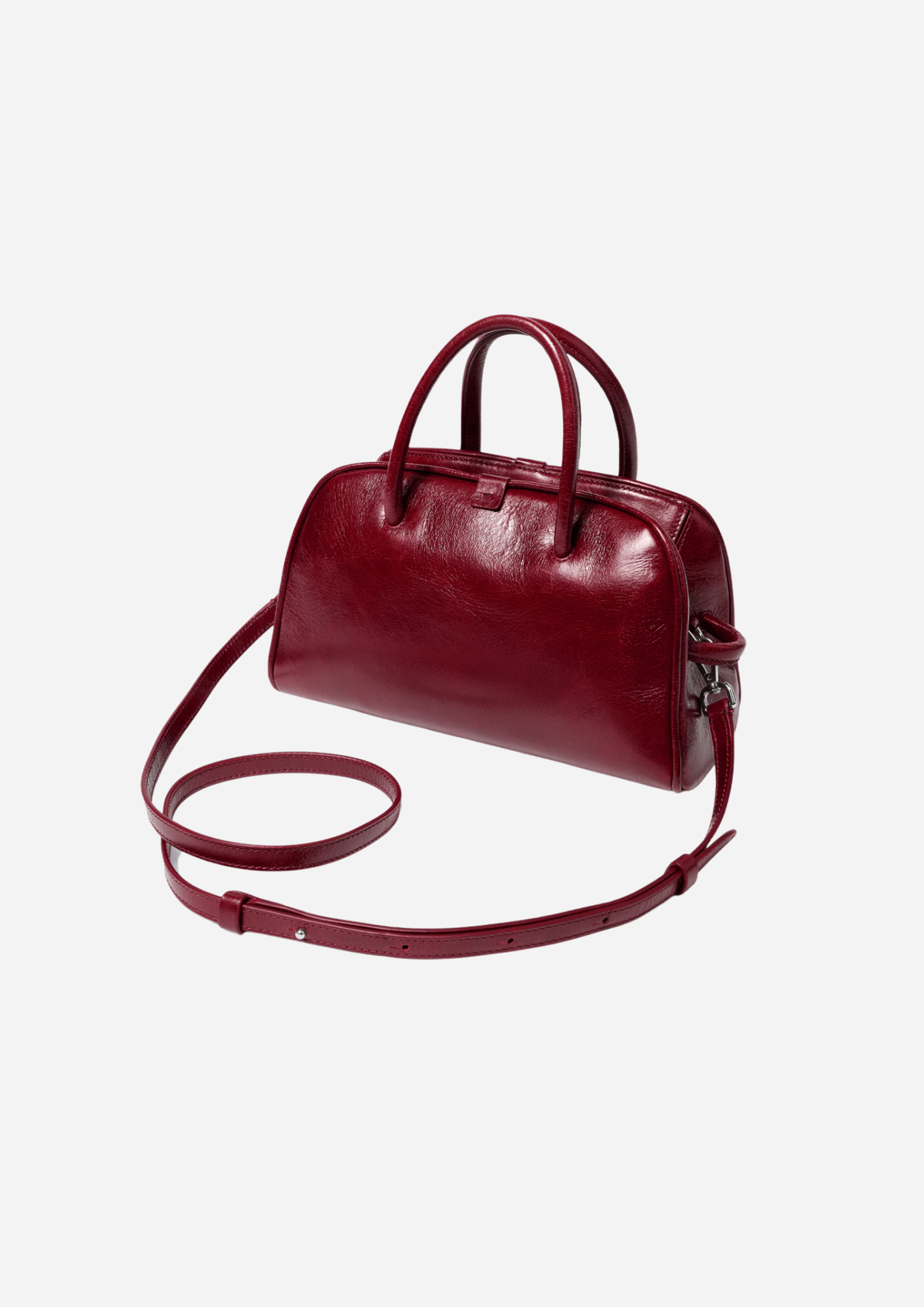 Jacquemus Turismo Piccola Burgundy in Pelle Lucida