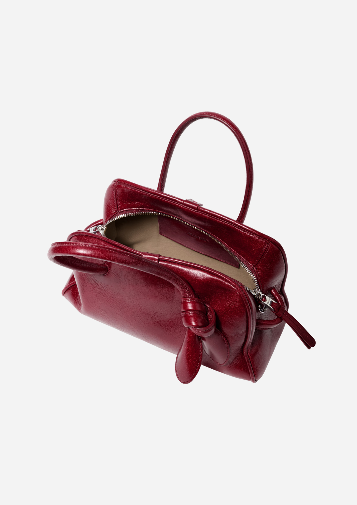 Jacquemus Turismo Piccola Burgundy in Pelle Lucida